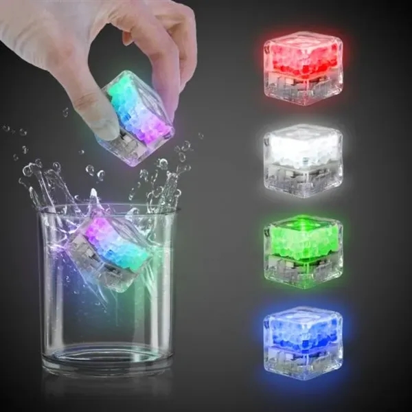 Liquid activated frosted ice cubes with LED lights in assorted colors.... from ASI 42016 Brighter Promotions Inc