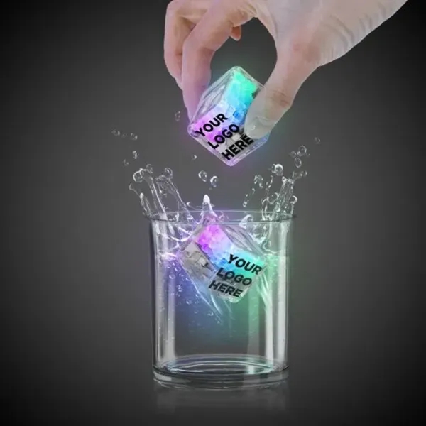 Liquid activated frosted ice cubes with LED lights in assorted colors.... from ASI 42016 Brighter Promotions Inc
