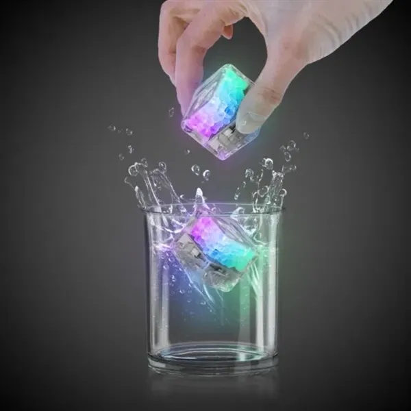 Liquid activated frosted ice cubes with LED lights in assorted colors.... from ASI 42016 Brighter Promotions Inc