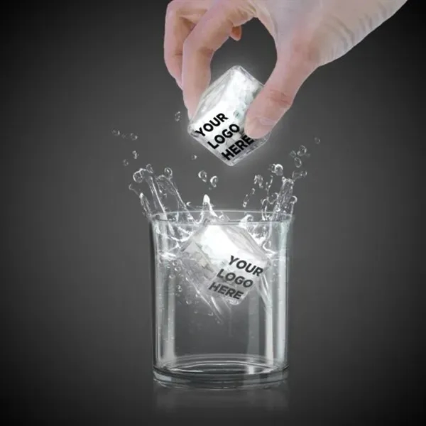 Liquid activated frosted ice cubes with LED lights in assorted colors.... from ASI 42016 Brighter Promotions Inc