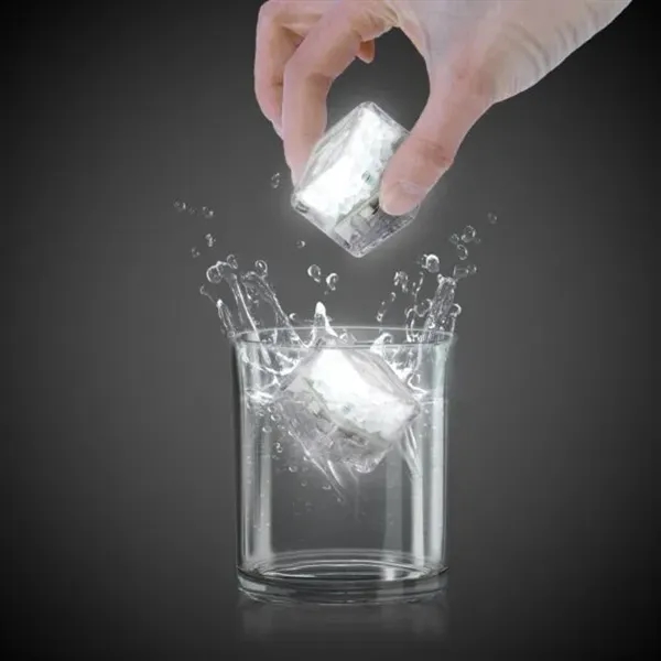 Liquid activated frosted ice cubes with LED lights in assorted colors.... from ASI 42016 Brighter Promotions Inc
