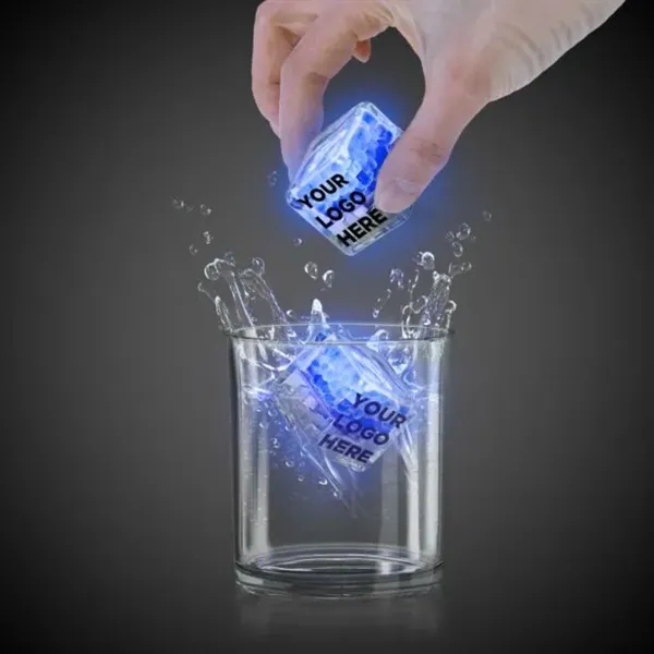 Liquid activated frosted ice cubes with LED lights in assorted colors.... from ASI 42016 Brighter Promotions Inc