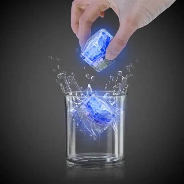 Liquid activated frosted ice cubes with LED lights in assorted colors.... from ASI 42016 Brighter Promotions Inc
