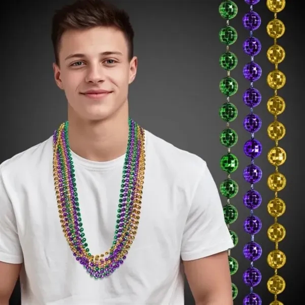 33" Mardi Gras necklace with disco-style round beads.... from ASI 42016 Brighter Promotions Inc / Chemical Light™