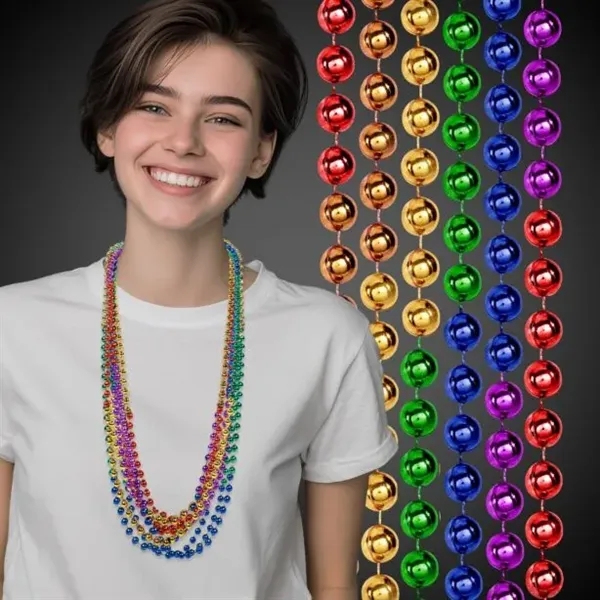 33" rainbow segmented Mardi Gras beaded necklace.... from ASI 42016 Brighter Promotions Inc / Chemical Light™