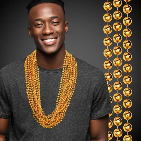 33" metallic beaded Mardi Gras necklace in a variety of colors.... from ASI 42016 Brighter Promotions Inc / Chemical Light™ Liquid Light