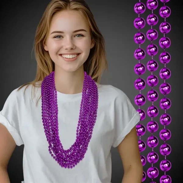 33" metallic beaded Mardi Gras necklace in a variety of colors.... from ASI 42016 Brighter Promotions Inc / Chemical Light™ Liquid Light
