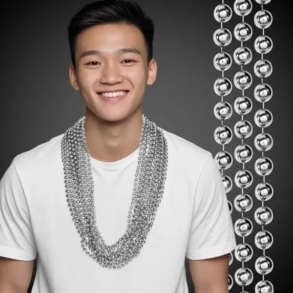 33" metallic beaded Mardi Gras necklace in a variety of colors.... from ASI 42016 Brighter Promotions Inc / Chemical Light™ Liquid Light