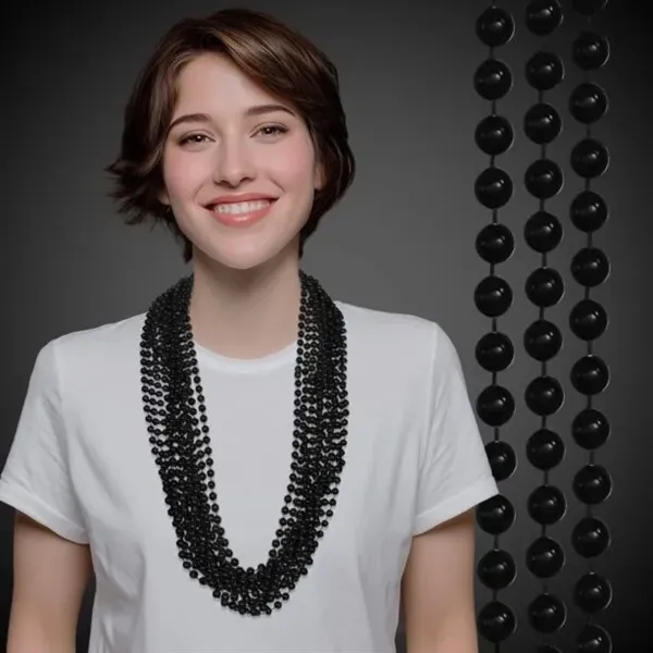 33" Mardi Gras necklace with black metallic round beads.... from ASI 42016 Brighter Promotions Inc / Chemical Light™