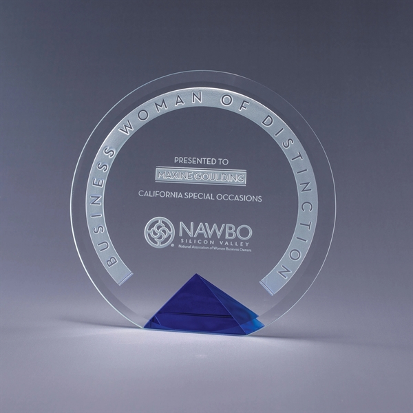 Circular Cyrk award made of clear beveled starphire crystal with your... from ASI 62985 J. Charles