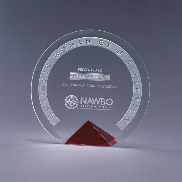 Circular Cyrk award made of clear beveled starphire crystal with your... from ASI 62985 J. Charles