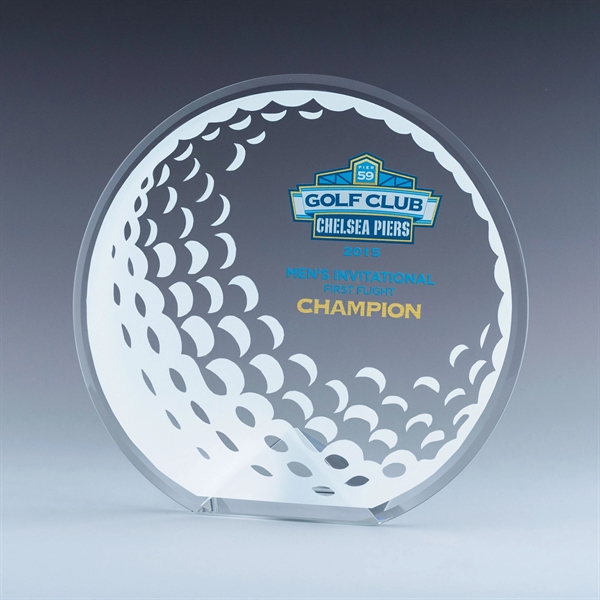 Circular Cyrk award made of clear beveled starphire crystal with your... from ASI 62985 J. Charles