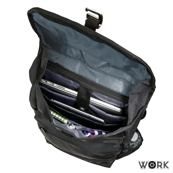 5.5" x 19" x 12.5" Work day backpack; includes bottle opener... from ASI 67866 Logomark/Valumark