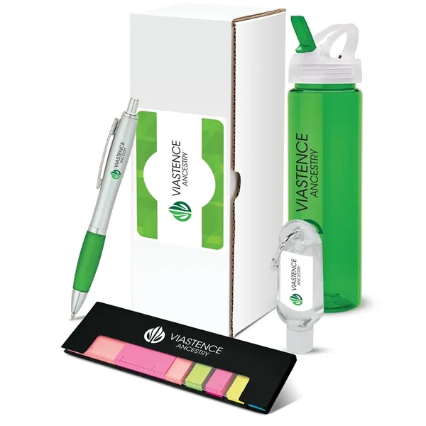 4 pc. gift set with 25 oz. PET water bottle, plunge-action... from ASI 67866 Logomark/Valumark