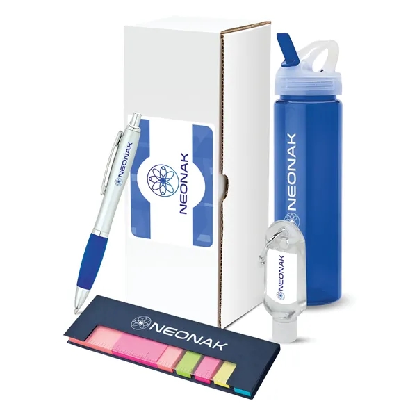 4 pc. gift set with 25 oz. PET water bottle, plunge-action... from ASI 67866 Logomark/Valumark