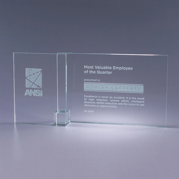 Starphire and optic crystal award with accent block and deep etch... from ASI 62985 J. Charles