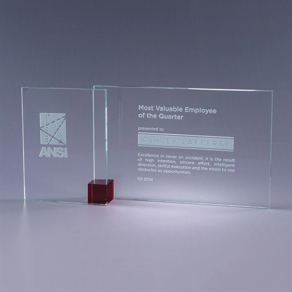 Starphire and optic crystal award with accent block and deep etch... from ASI 62985 J. Charles