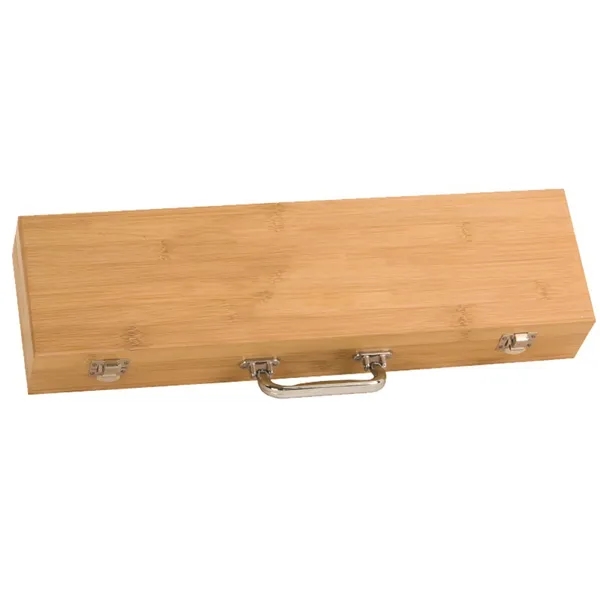 Three-piece stainless steel and bamboo BBQ set with spatula, tongs and... from ASI 74601 Calico