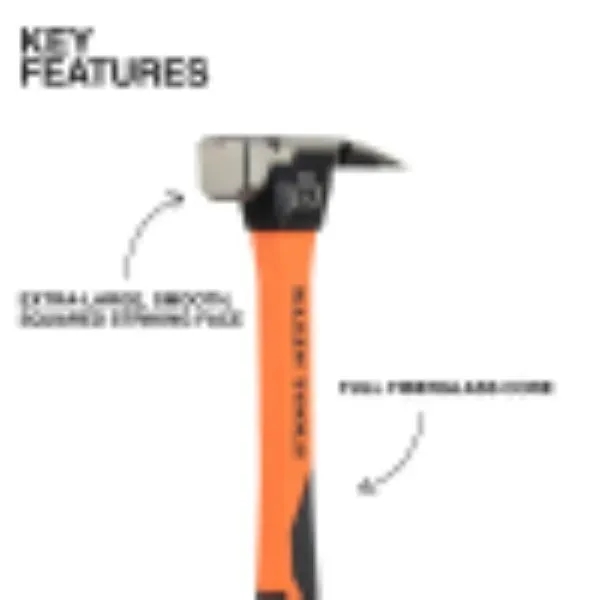 The Klein Tools 18oz Smooth Face Fiberglass Hammer features a squared... from ASI 41561 Brand Box USA, LLC