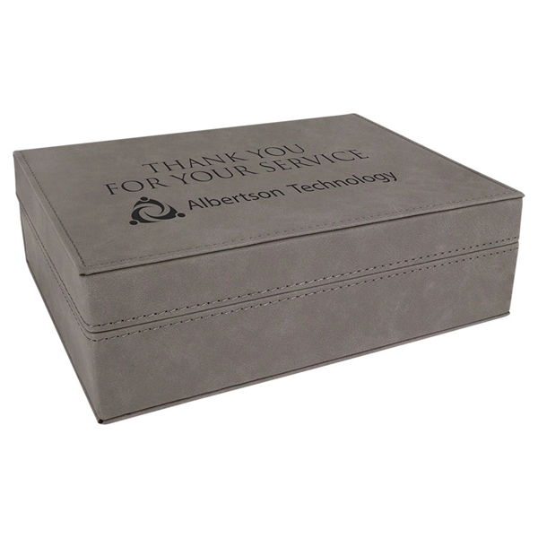 6.5" x 8" premium leatherette gift box with laser cut foam... from ASI 92531 Unique Custom Products / UCP