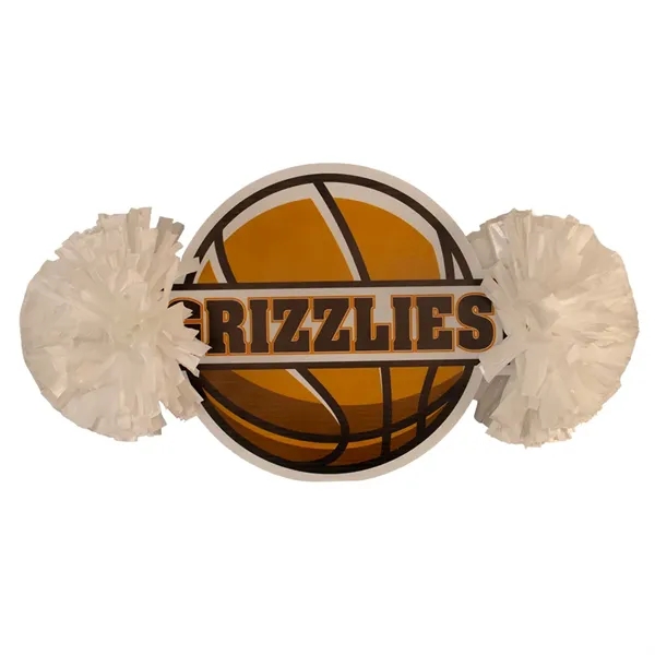 14" x 12" Round Cheer Pom Sign made of corrugated plastic... from ASI 77280 Pepco Poms