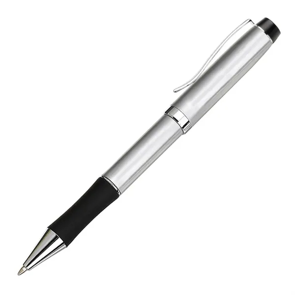 Metal twist-action ballpoint pen with chrome trim and real rubber grip.... from ASI 84592 St Regis Group