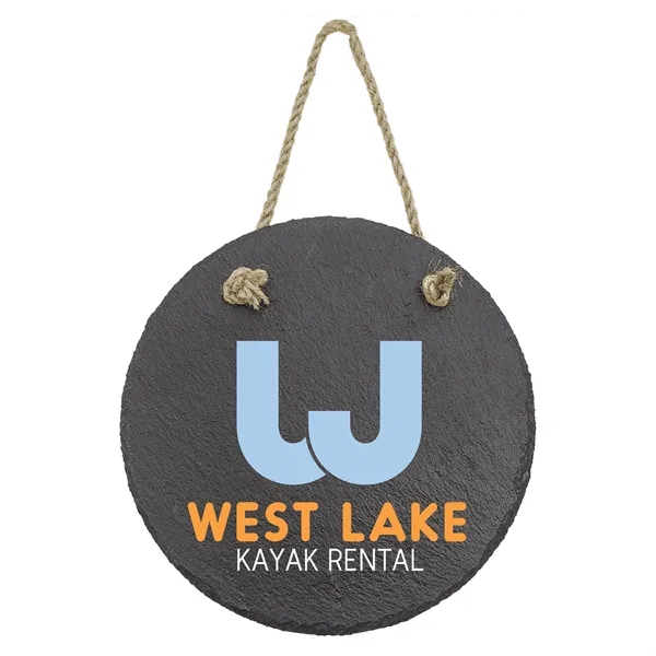 7" x 7" x 1/4" round genuine slate hanging decoration with... from ASI 74601 Calico