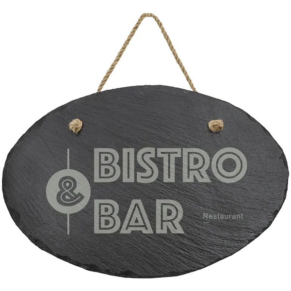 11 3/4" x 7 3/4" oval-shaped natural slate hanging decoration with... from ASI 74601 Calico