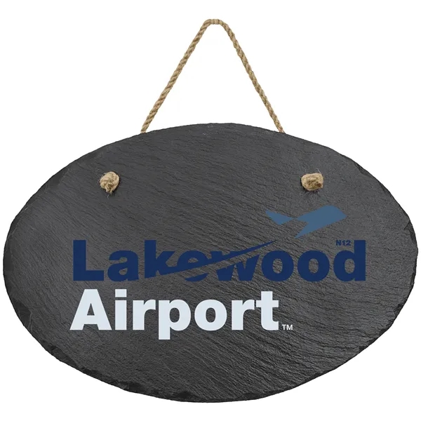11 3/4" x 7 3/4" oval-shaped natural slate hanging decoration with... from ASI 74601 Calico