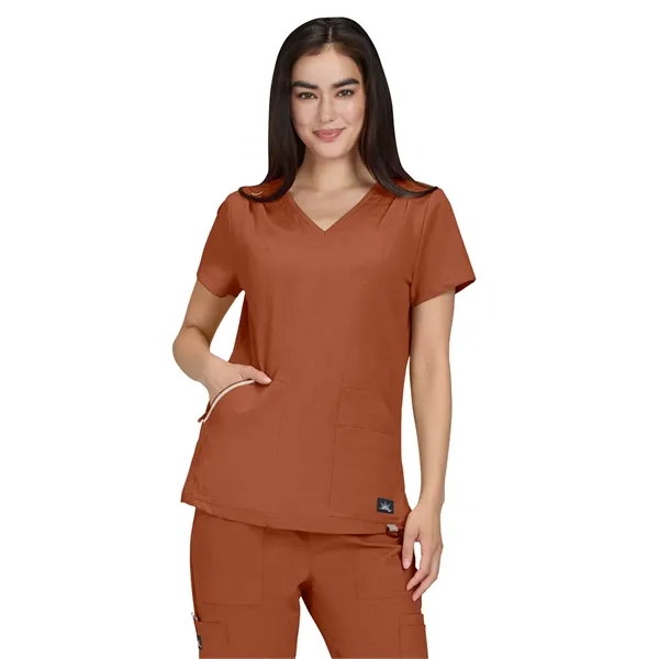koi - Solis - Women's Ribbed V-Neck 4-Pocket Sari Scrub Top... from ASI 86018 Scrub Authority / Uniform Stores