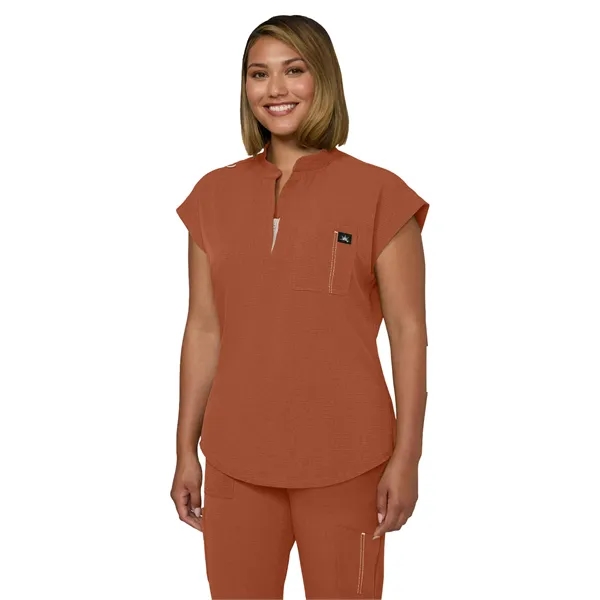 koi - Solis - Women's Zipper Neck Combo Chest Pocket Catr...... from ASI 86018 Scrub Authority / Uniform Stores