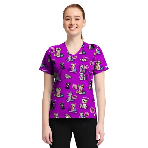 Cherokee - Genuine - Women's 1-Pocket Print High-Low V-Ne...... from ASI 86018 Scrub Authority