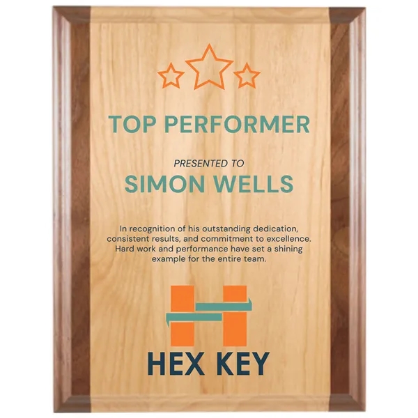 10" x 13" x 3/4" Red Alder and walnut wood plaque... from ASI 74601 Calico