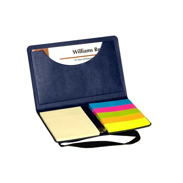 Business card sticky pack with pocket, elastic closure, five assorted sticky... from ASI 79530 Prime Line