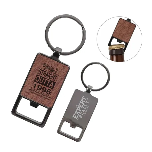 A sleek, durable keychain featuring a real rosewood face, black nickel... from ASI 41511 Brainchild USA Inc / BrainChild Gift Club