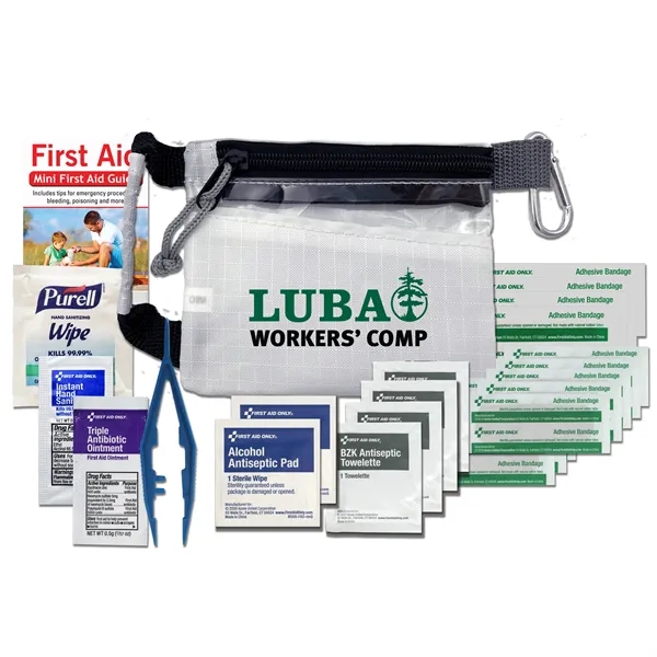 Go Safe first aid kit with bandages, anti-bacterial wipes, ointment, and... from ASI 84514 Safety Made