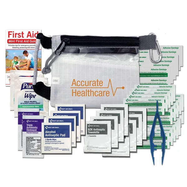First aid kit with a carabiner, bandages, triple antibiotic ointment packets,... from ASI 84514 Safety Made