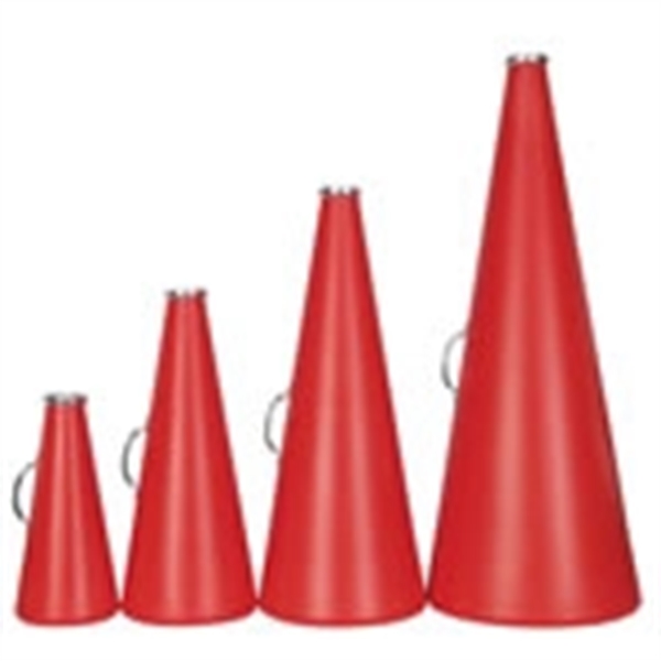 Blank megaphone made of molded plastic with steel handle and aluminum... from ASI 77280 Pepco Poms / Pepco Poms