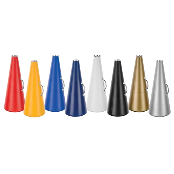 Blank megaphone made of molded plastic with steel handle and aluminum... from ASI 77280 Pepco Poms / Pepco Poms