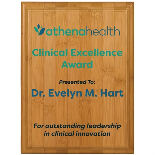 6" x 8" x 3/4" bamboo plaque with nitrocellulose-based finish and... from ASI 74601 Calico