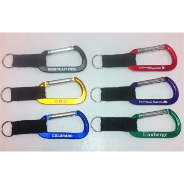 Carabiner with black web strap and key ring.... from ASI 40610 Perry Blackburne Inc / KEYTAGLINE