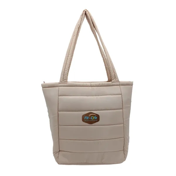 Otaria™ Puffy Recycled Tote Bag, Leather Patch - Full Colo... from ASI 30270 Aakron Line