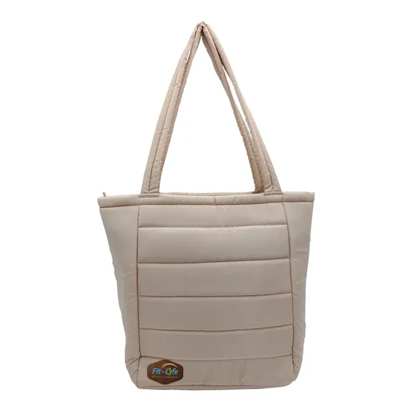 Otaria™ Puffy Recycled Tote Bag, Leather Patch - Full Colo... from ASI 30270 Aakron Line