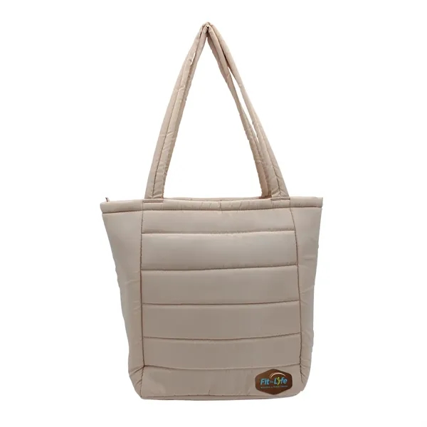 Otaria™ Puffy Recycled Tote Bag, Leather Patch - Full Colo... from ASI 30270 Aakron Line