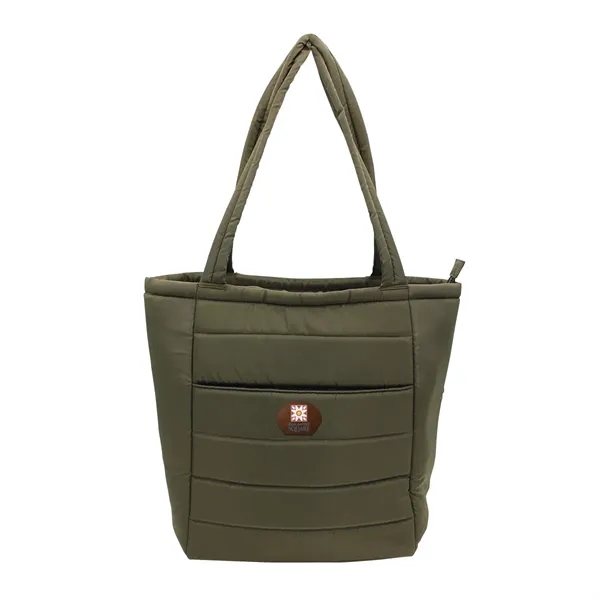 Otaria™ Puffy Recycled Tote Bag, Leather Patch - Full Colo... from ASI 30270 Aakron Line