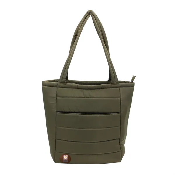 Otaria™ Puffy Recycled Tote Bag, Leather Patch - Full Colo... from ASI 30270 Aakron Line