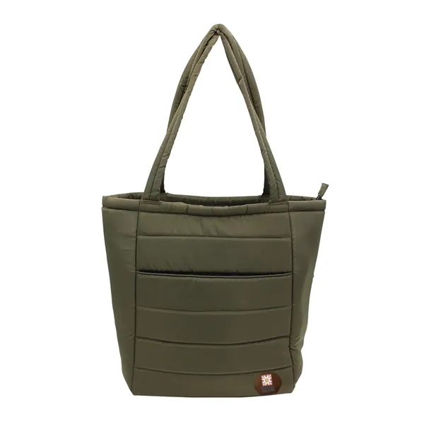 Otaria™ Puffy Recycled Tote Bag, Leather Patch - Full Colo... from ASI 30270 Aakron Line