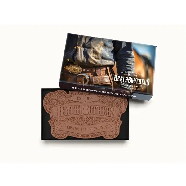 Fully custom chocolate deluxe shape branded in a gift box.... from ASI 44897 Chocolate Chocolate