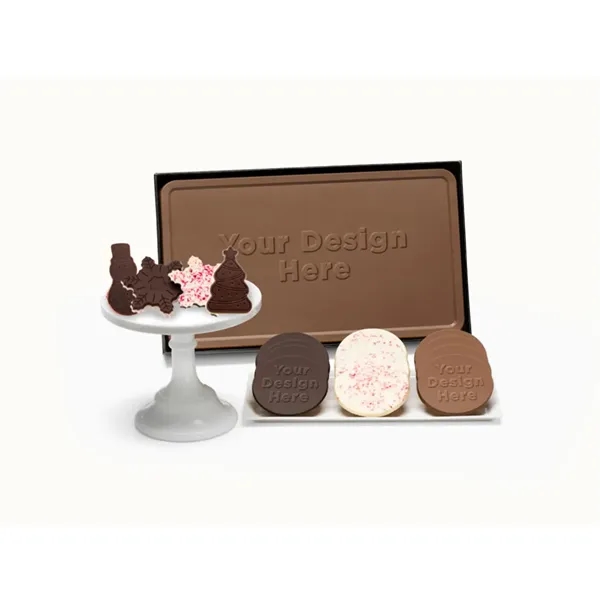 Fully custom chocolate indulgent 3 piece gift tower peppermint bark, cookies... from ASI 44897 Chocolate Chocolate