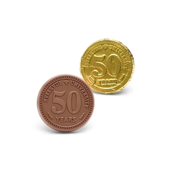 Fully custtom round chocolate medallions wrapped in foil.... from ASI 44897 Chocolate Chocolate